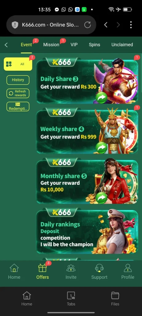 K666 Game Rewards